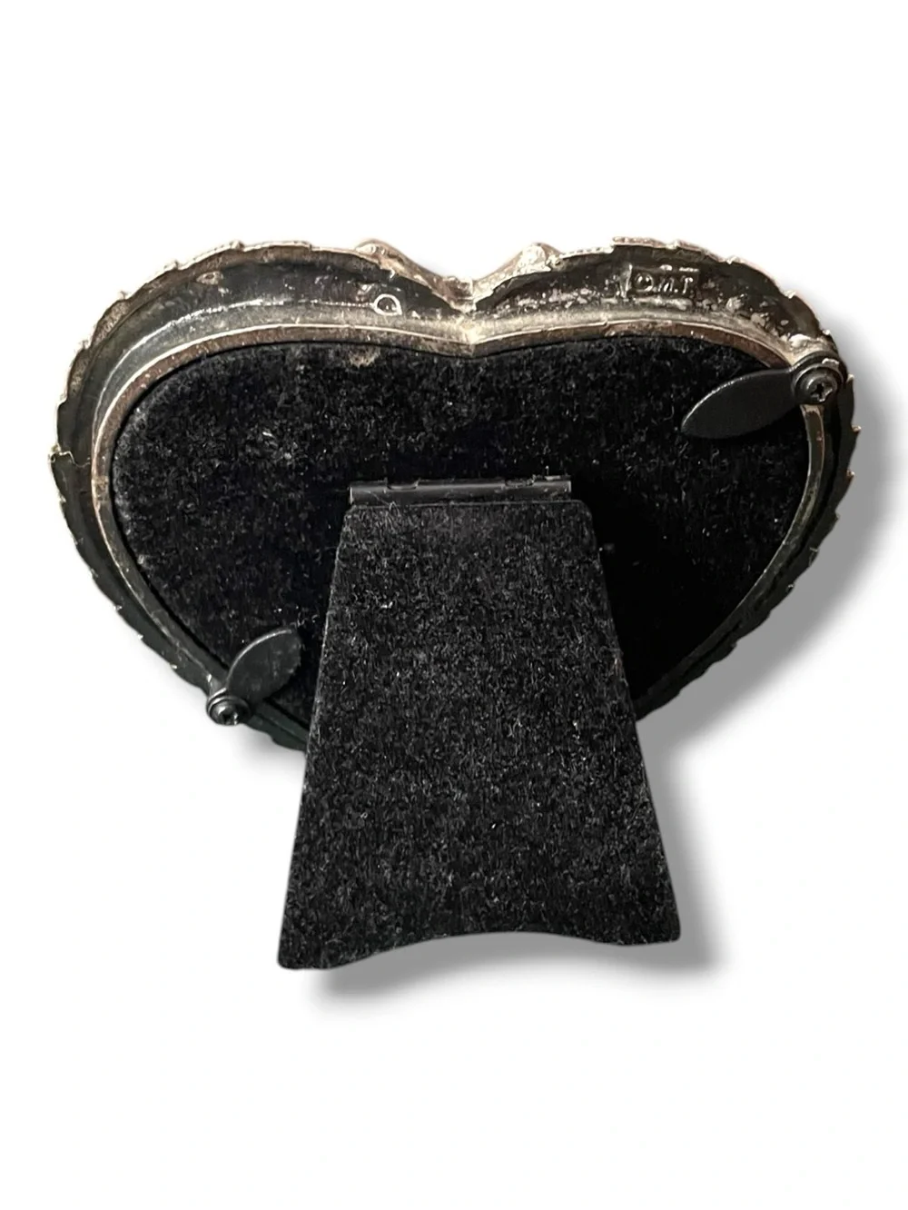 Victorian style small picture frame, M. T. accents, pewter, glass intact